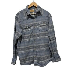 RedHead Ranch Mens Size Large Blue Southwestern Pearl Snap Western Aztec Shirt